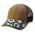 6 Panel High Density Paper Straw Cap w/ Nylon Mesh Back